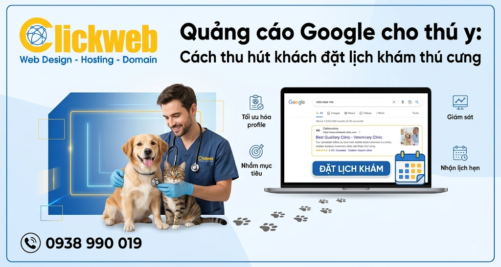 Quảng cáo Google cho thú y: Cách thu hút khách đặt lịch khám thú cưng