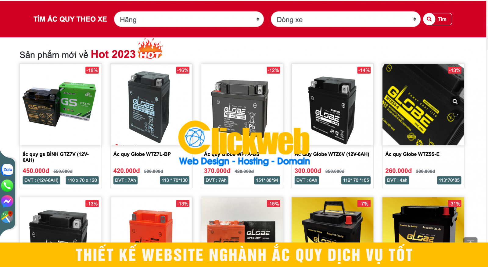 Thiết Kế Website Ngành Ắc Quy Chuẩn SEO, Dễ Ra Cuộc Gọi