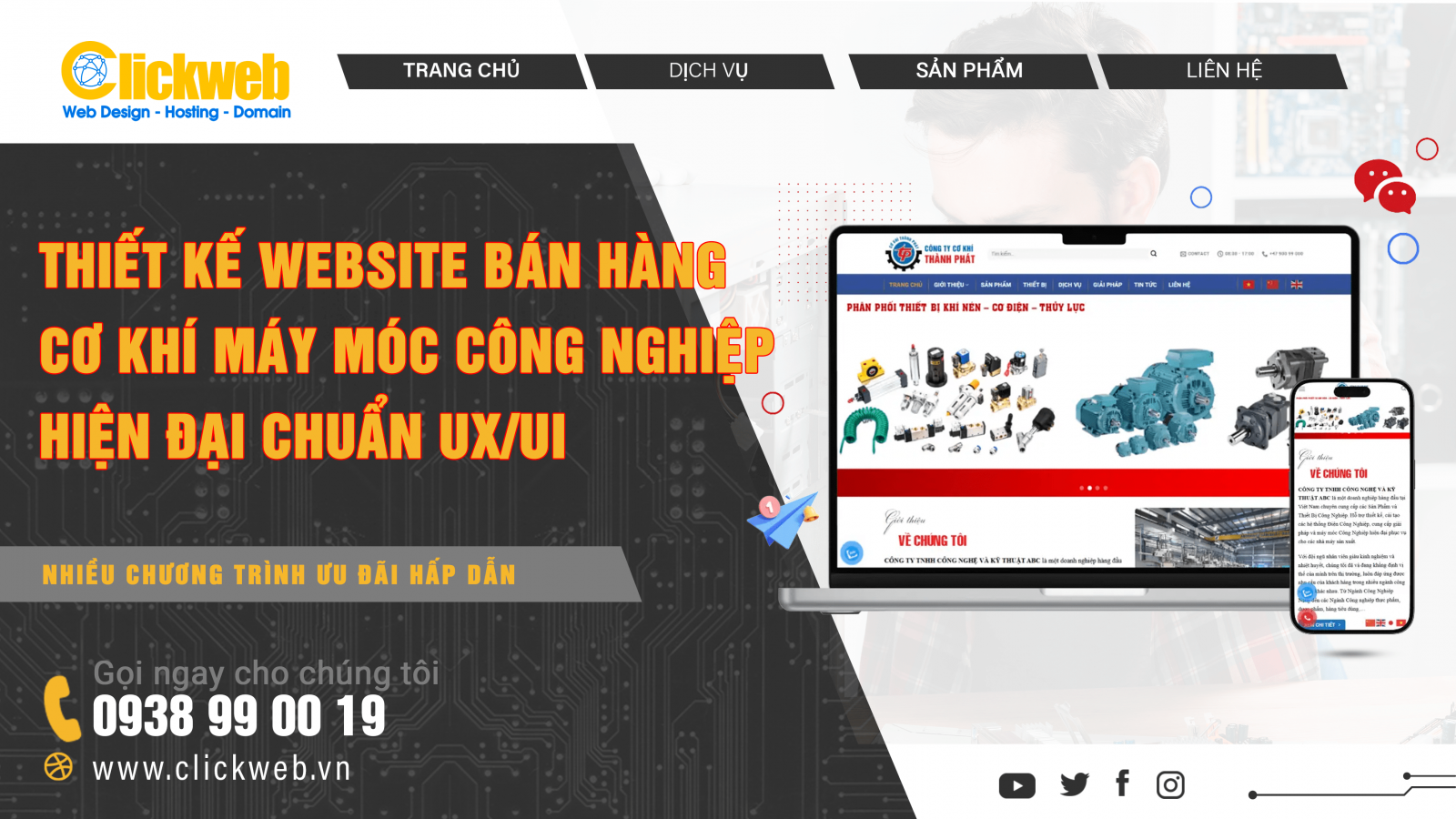 Thiết kế Website Bán Hàng Cơ Khí Máy Móc Công Nghiệp Hiện đại chuẩn UX/UI