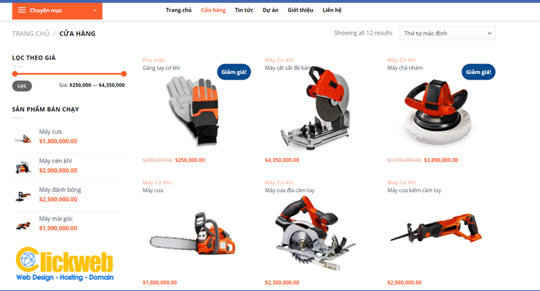 Thiết kế website bán hàng cơ khí – máy móc công nghiệp: Nhận báo giá nhanh, chốt lead B2B | Clickweb