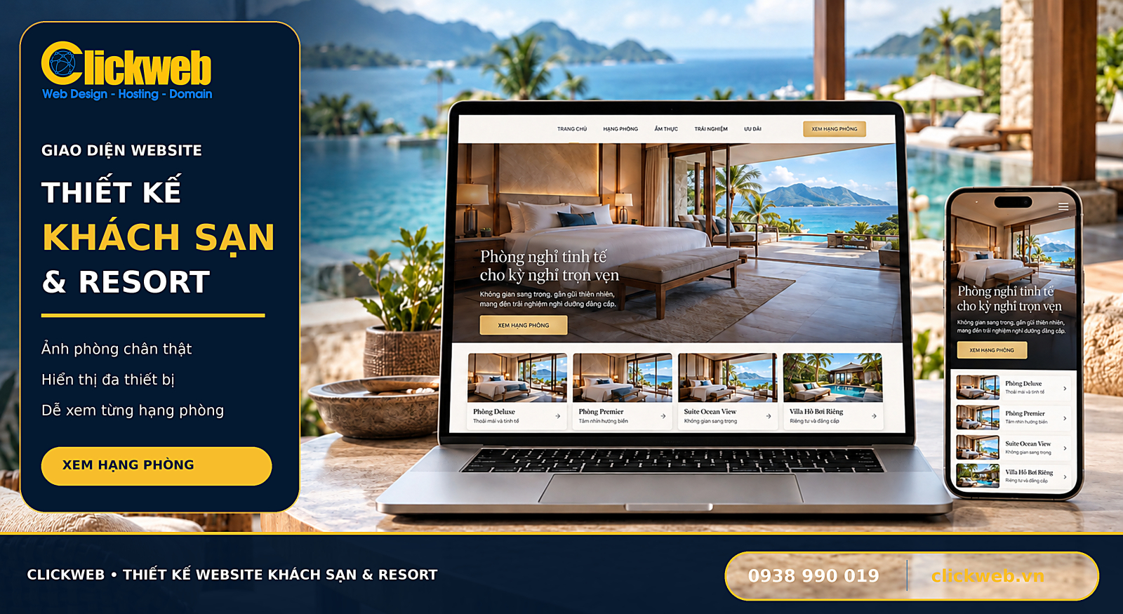 Thiết kế website khách sạn, resort dễ đặt phòng