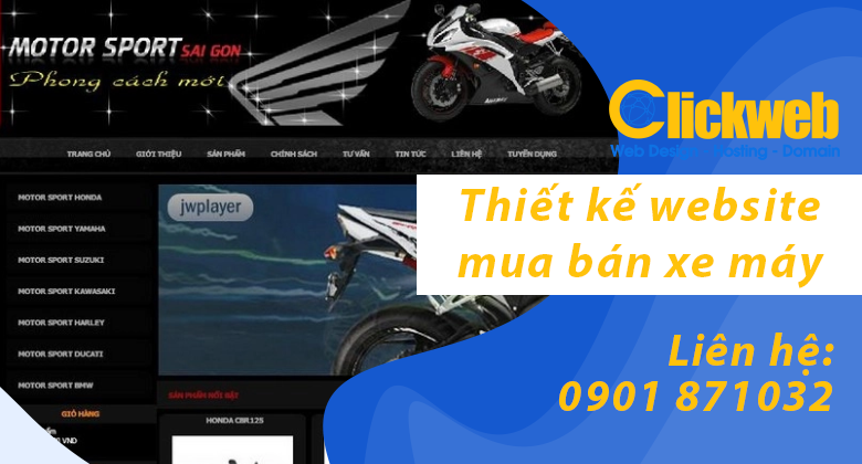 Thiết kế website mua bán xe máy, cầm đồ: dễ xem xe và hỏi giá