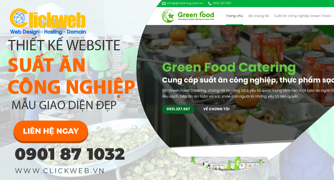 Thiết kế website suất ăn công nghiệp chuẩn SEO | Mẫu web suất ăn công nghiệp đẹp giá tốt